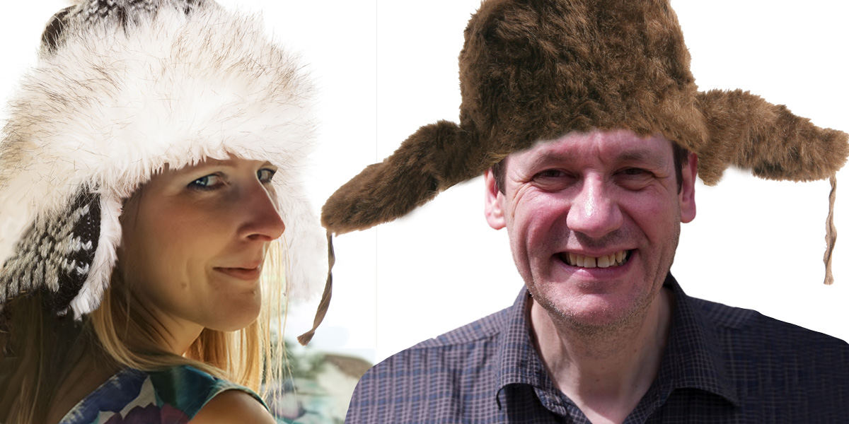 Claire Robinson and Jonathan Matthews with Russian hats