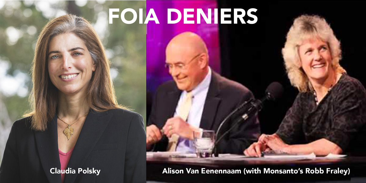 Claudia Polsky, Monsanto’s Robb Fraley and Alison Van Eenennaam