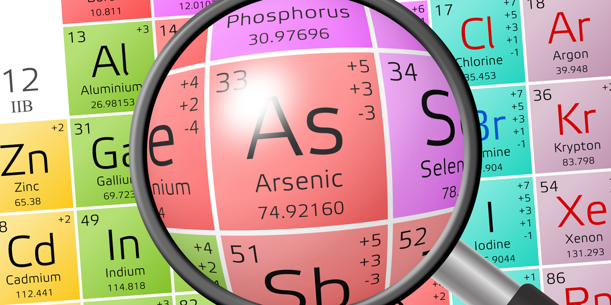 Element of Arsenic with magnifiying glass
