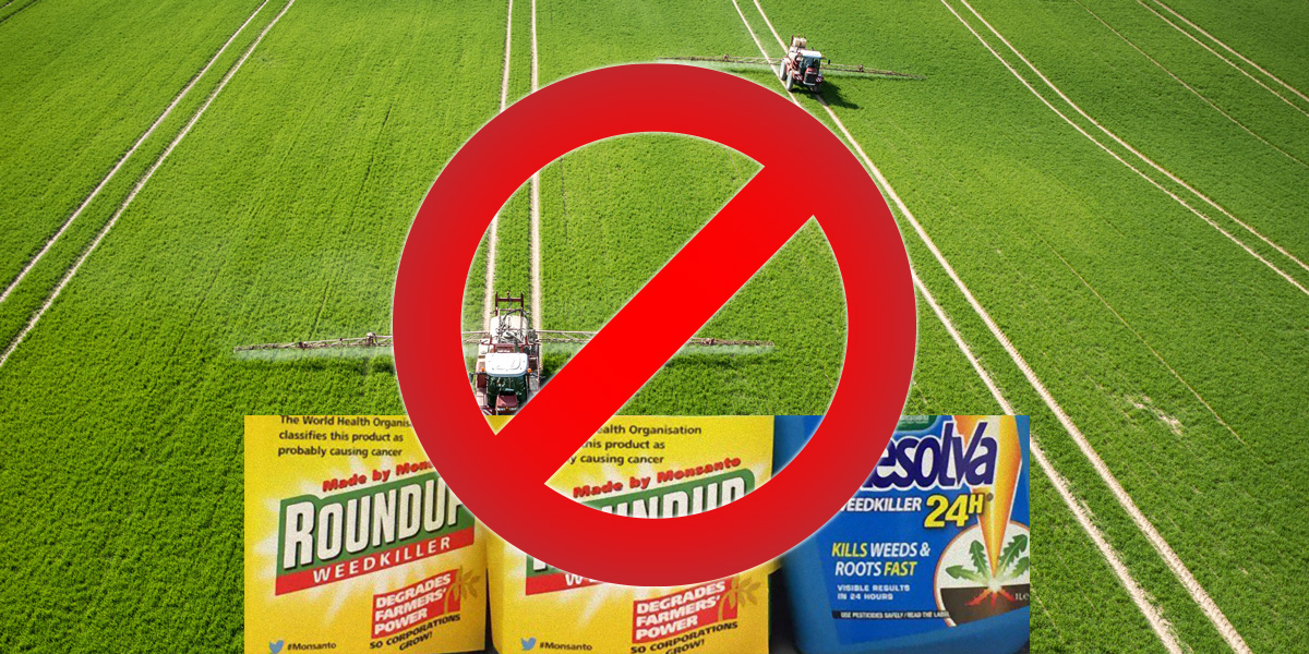 Roundup, Tractor Pesticide Spraying, Stop Sign