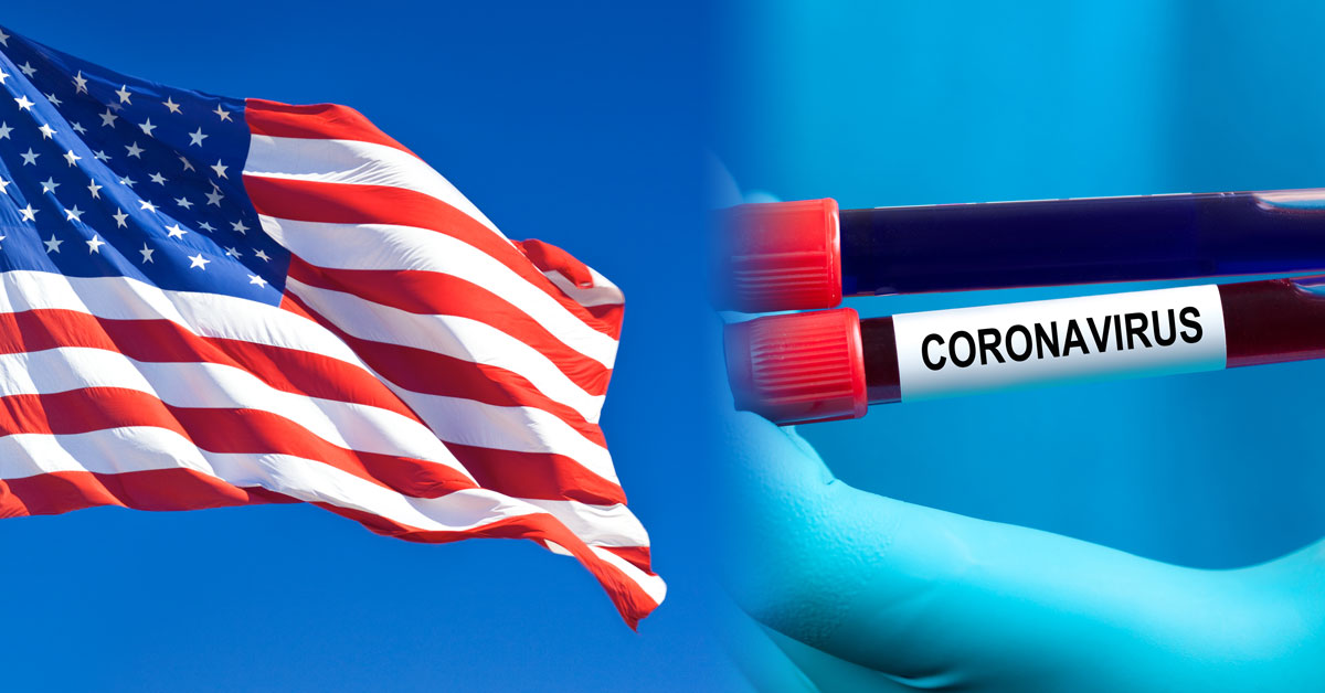 American flag Coronavirus in vials
