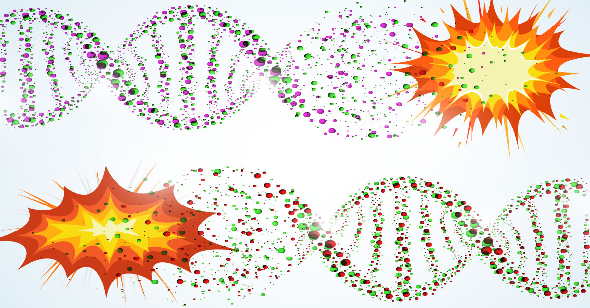 DNA molecules exploding