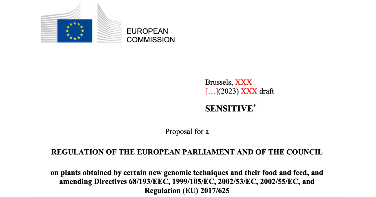 EU Commission GMO deregulation proposal sensitive