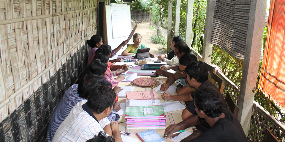 Farida Akhter with UBINIG staff in a rural centre