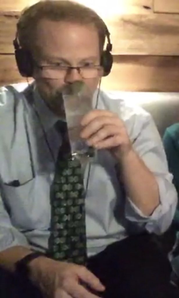 Folta Livestream drinking cocktail