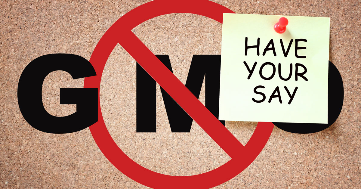 GMO No-Entry sign and have your say post-it