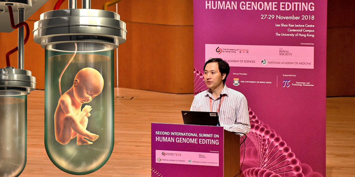 He Jiankui at Second International Summit on Human Genome Editing plus artificial life
