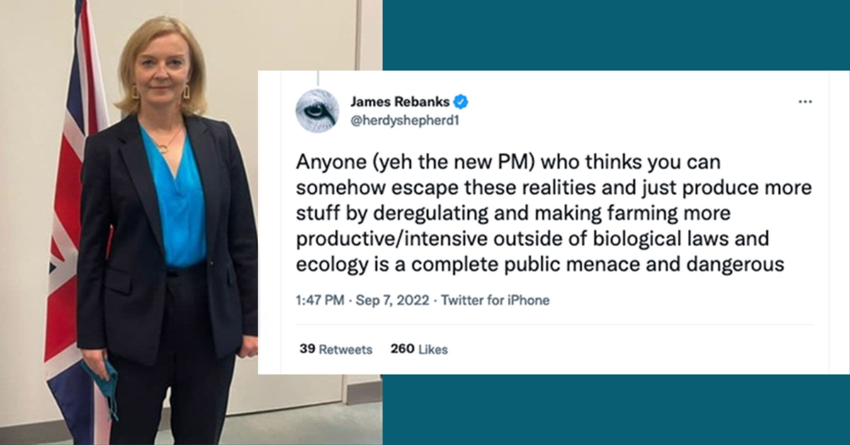 Liz Truss and James Rebank Tweet