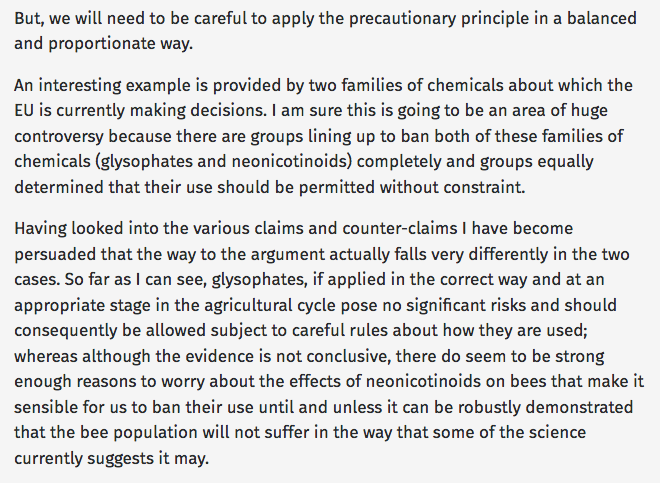 Oliver Letwin's opinion piece about glyphosate