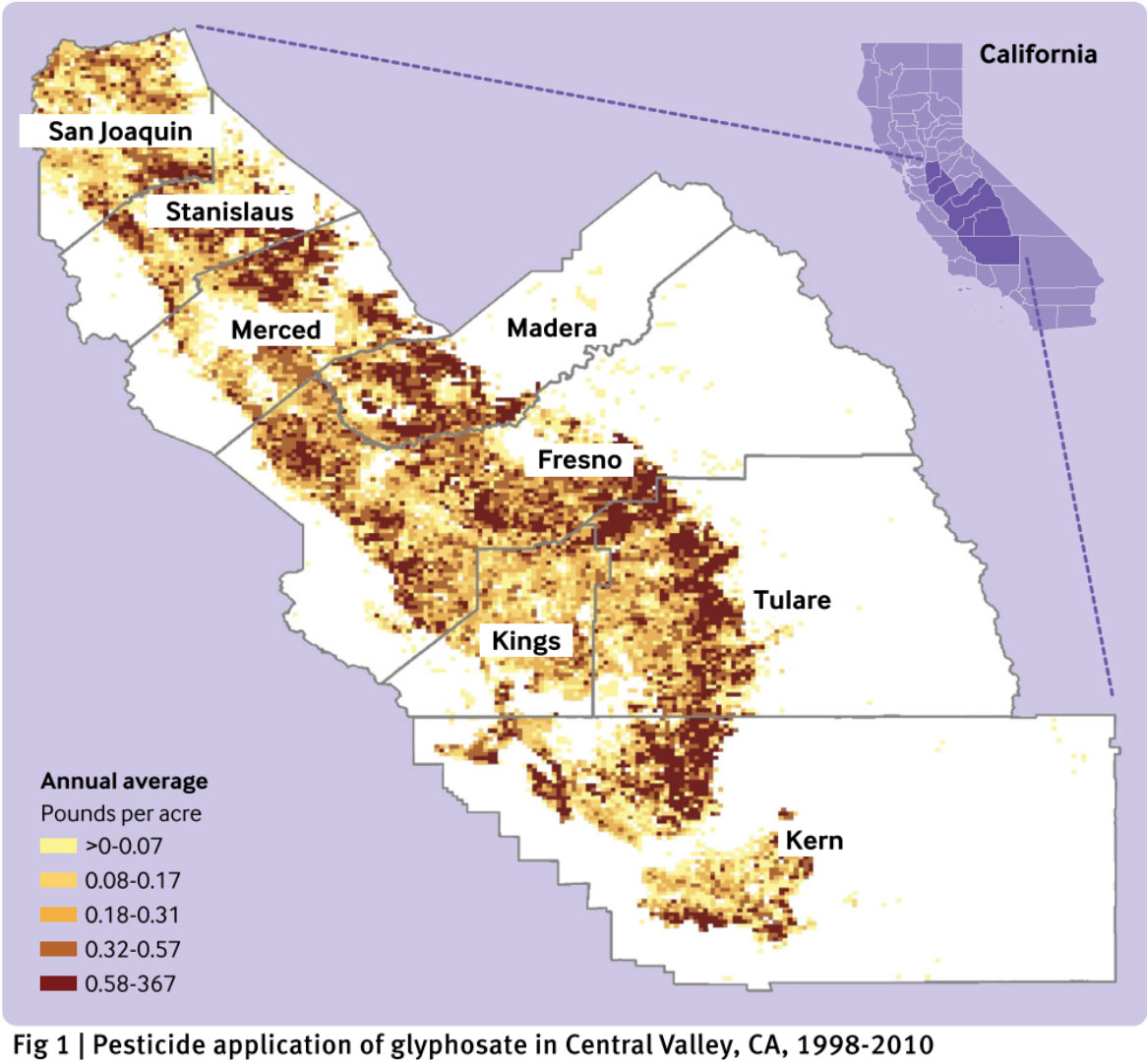glyphosate applied central valley for ASD paper