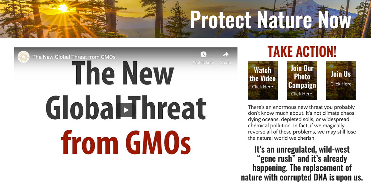 Protect Nature Now campaign about threats of gene editing