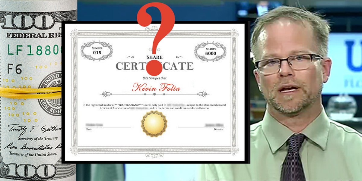 Dollars, share certificate and Kevin Folta