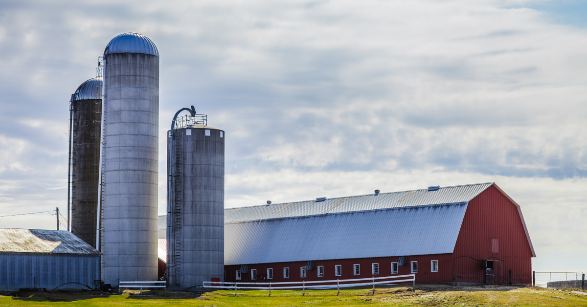 Traditional Red Farm and Silos