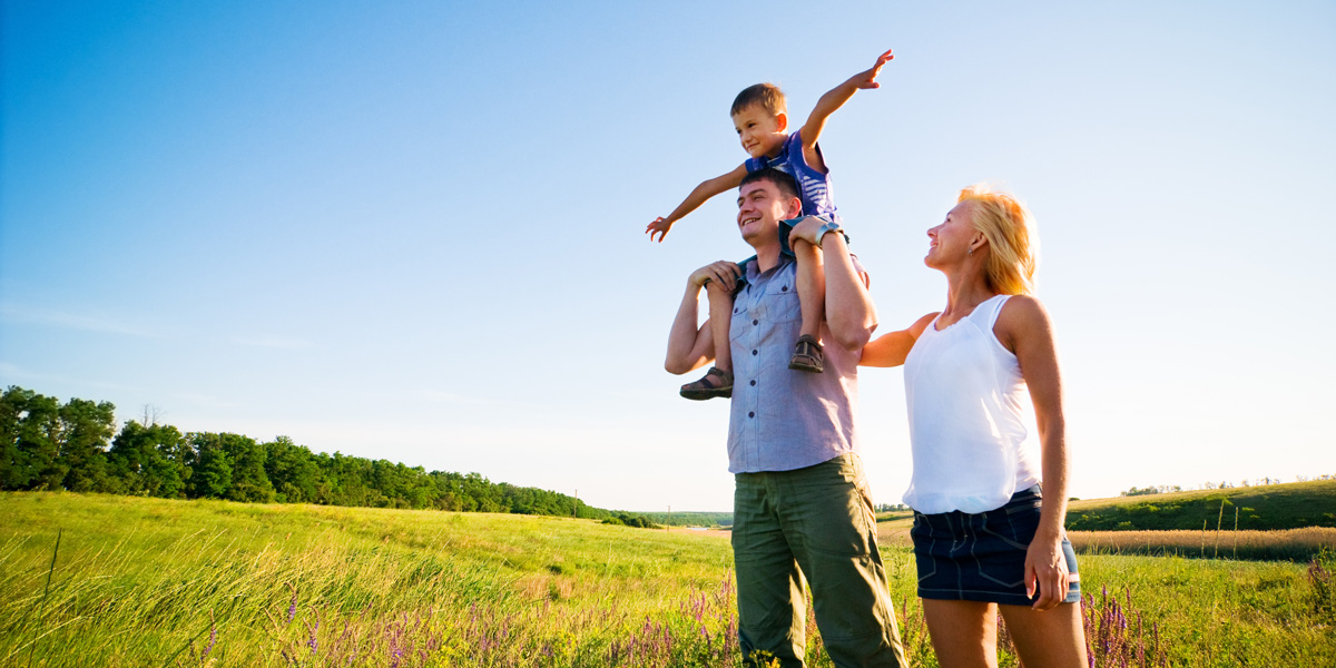 family in field