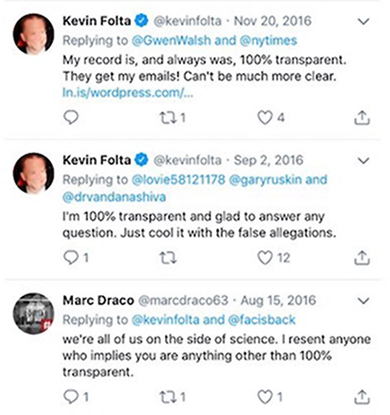 Folta transparency tweets