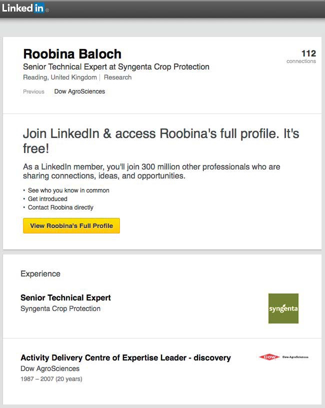 Roobina Baloch linkedin profile