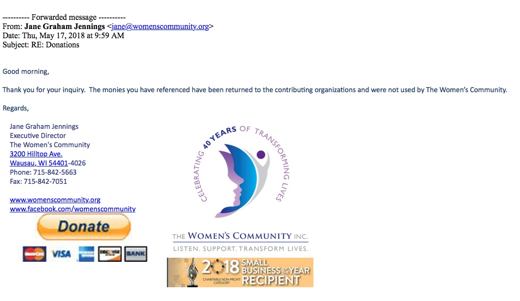 Screenshot of Women's Community email