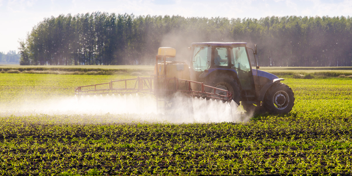 spraying glyphosate from a tractor